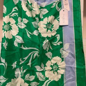 Talbots green floral silk scarf.